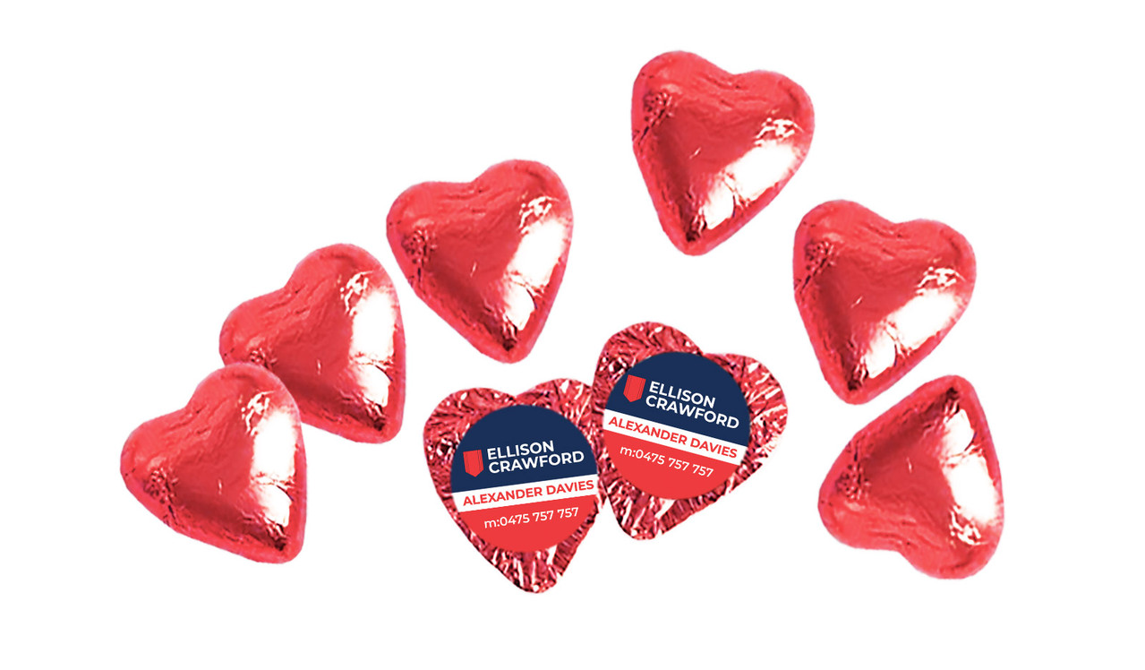 Red foil covered hearts