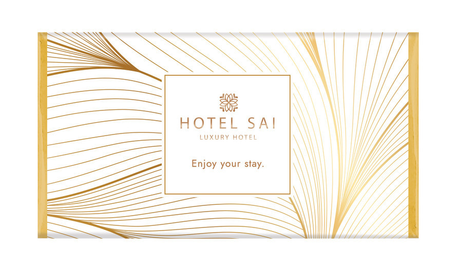 Luxury White Example of Branded Hotel Chocolate Bars