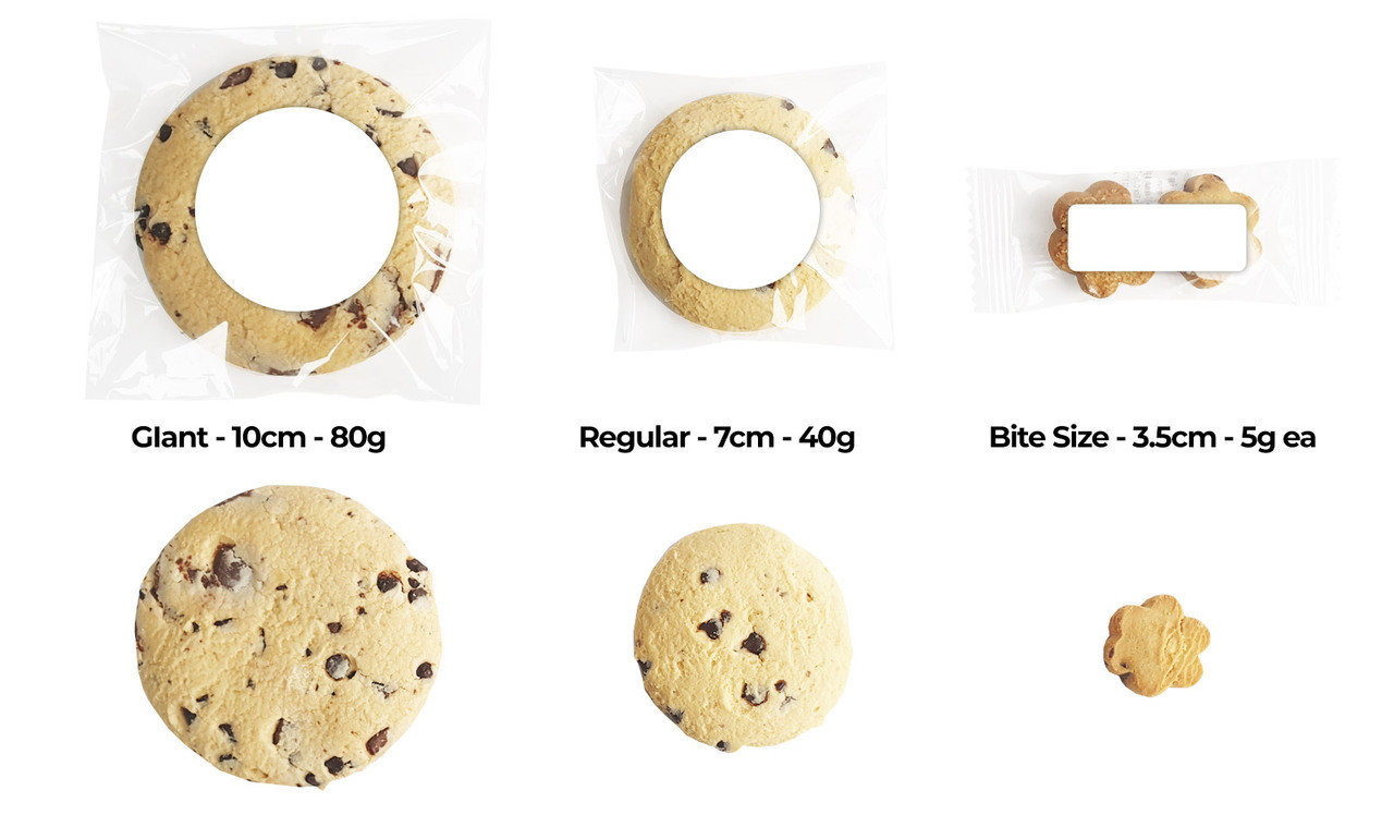 Size comparison of our cookie varieties