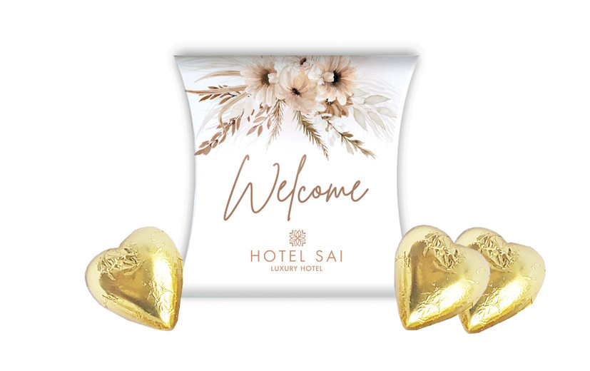 Boho example of Personalised Pillow Boxes For Hotels
