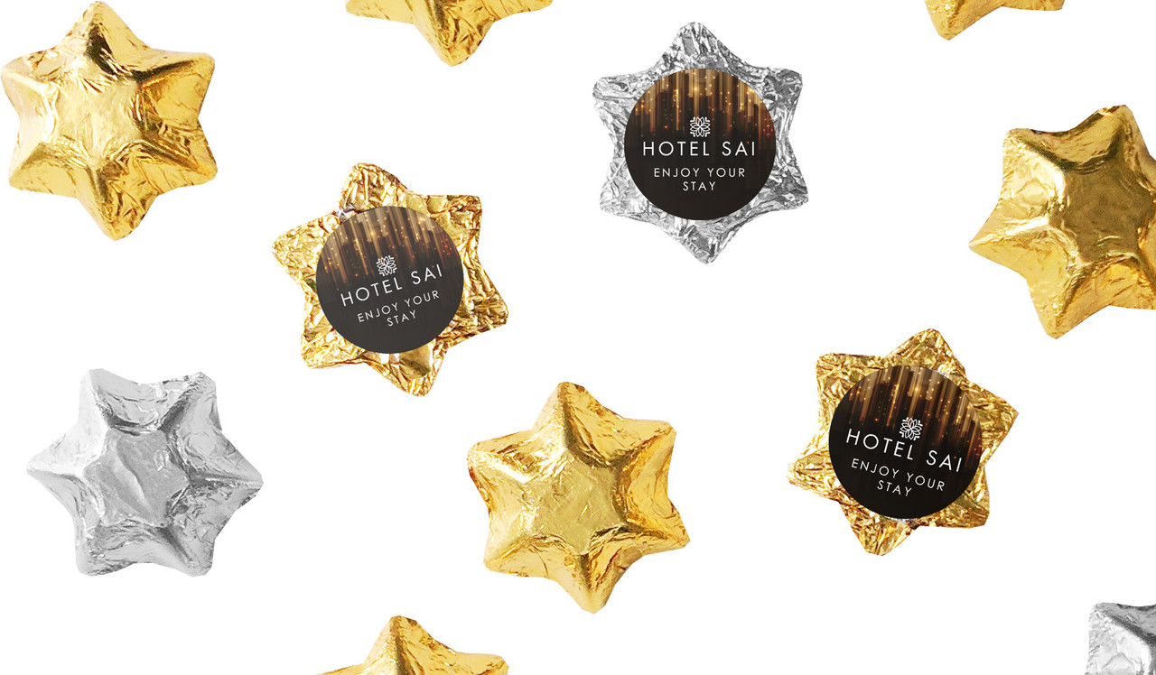 Custom Foil Chocolate Stars For Hotels