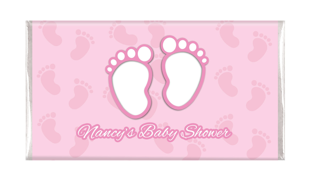 Baby Feet In Pink Baby Shower Personalised Chocolate Bar