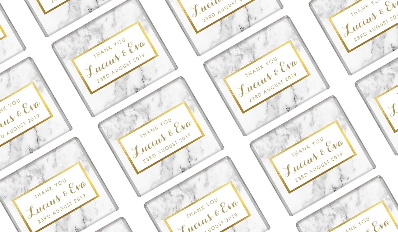 Marble & Gold Personalised Wedding Mini Chocolates