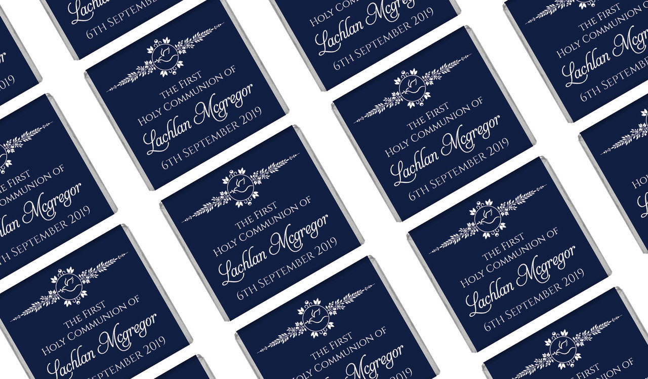 Dove Crest Blue Personalised First Communion Mini Chocolates