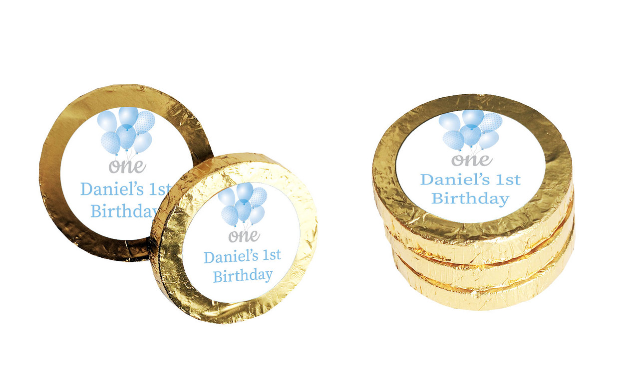 Balloon Personalised 1st Birthday Chocolate Coin