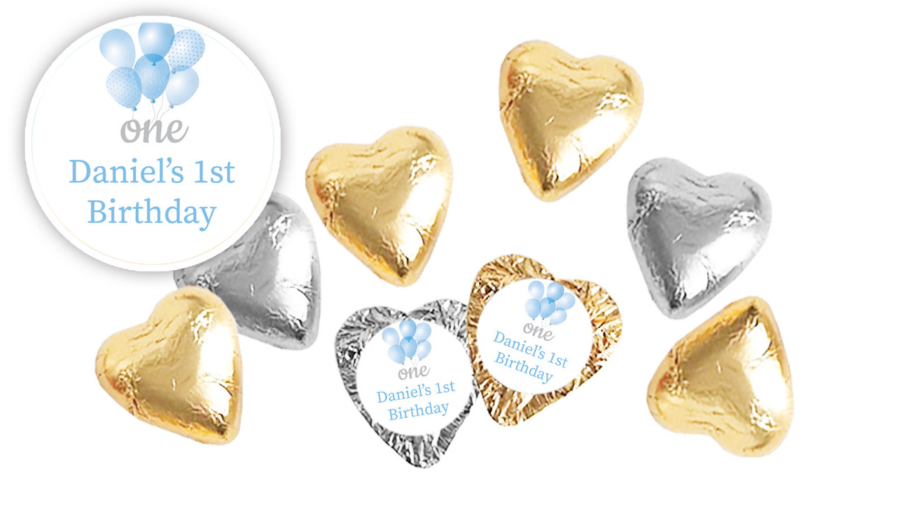 Balloon 1st Birthday Foil Chocolate Hearts