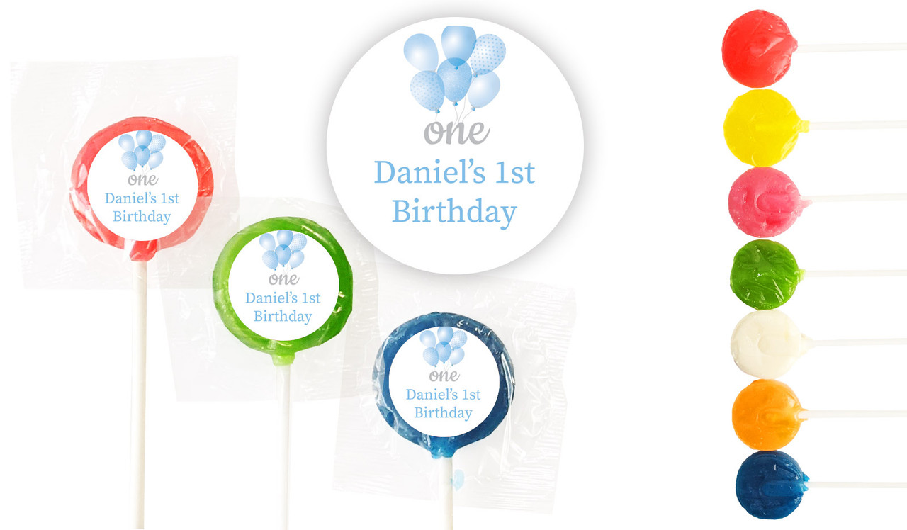 Balloon 1st Birthday Custom 3cm Mini Lollipops
