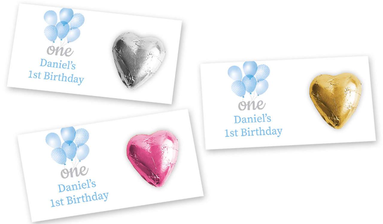 Balloon 1st Birthday Heart Card