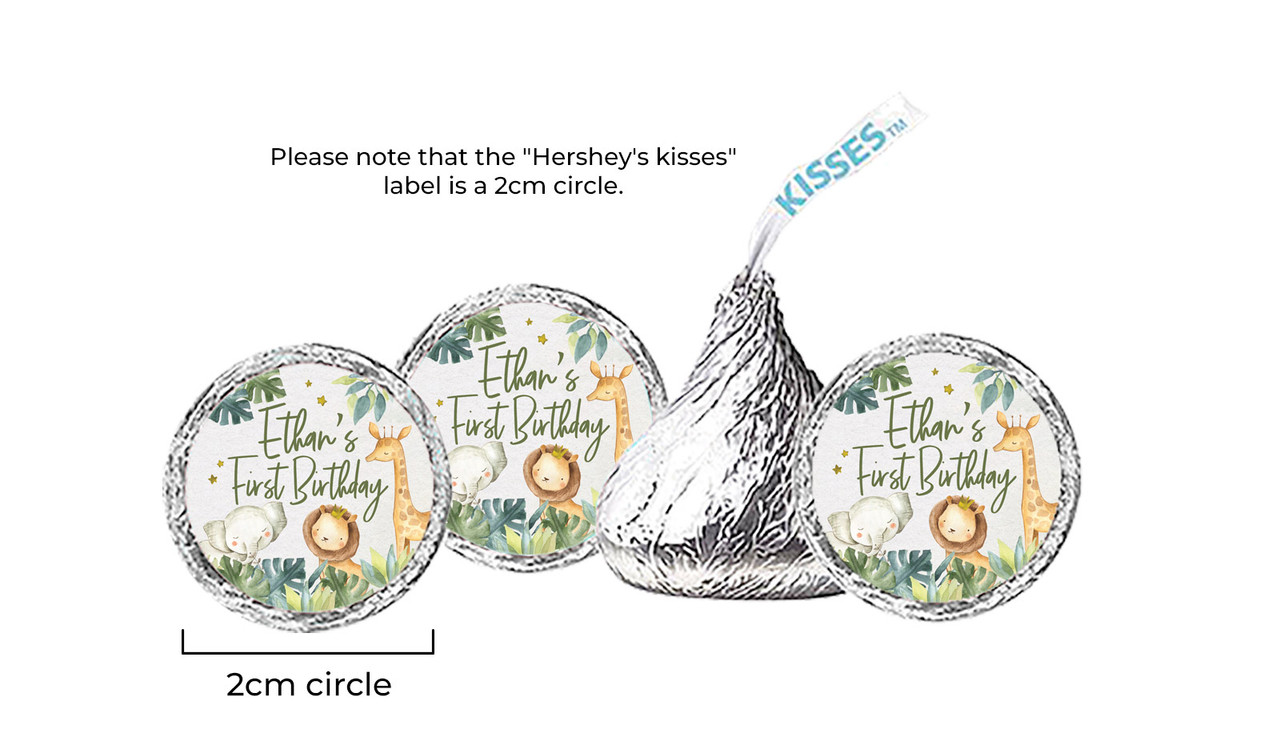 Animal Safari Personalised 1st Birthday Hershey's Kisses