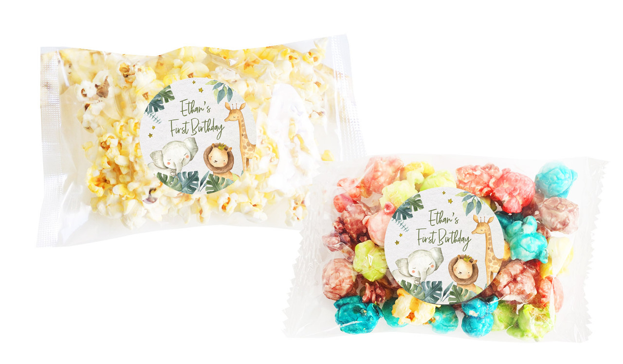 Animal Safari Custom 1st Birthday Popcorn Bags