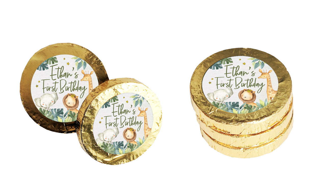 Animal Safari Personalised 1st Birthday Chocolate Coin