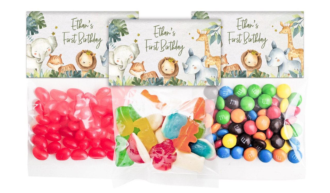 Animal Safari Lolly Bags With Custom Topper (Choice Of Filling)