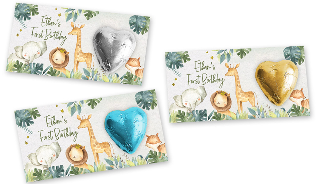 Animal Safari 1st Birthday Heart Card