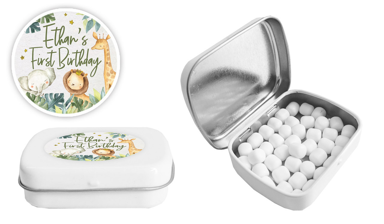 Animal Safari 1st Birthday Personalised Mint Tin