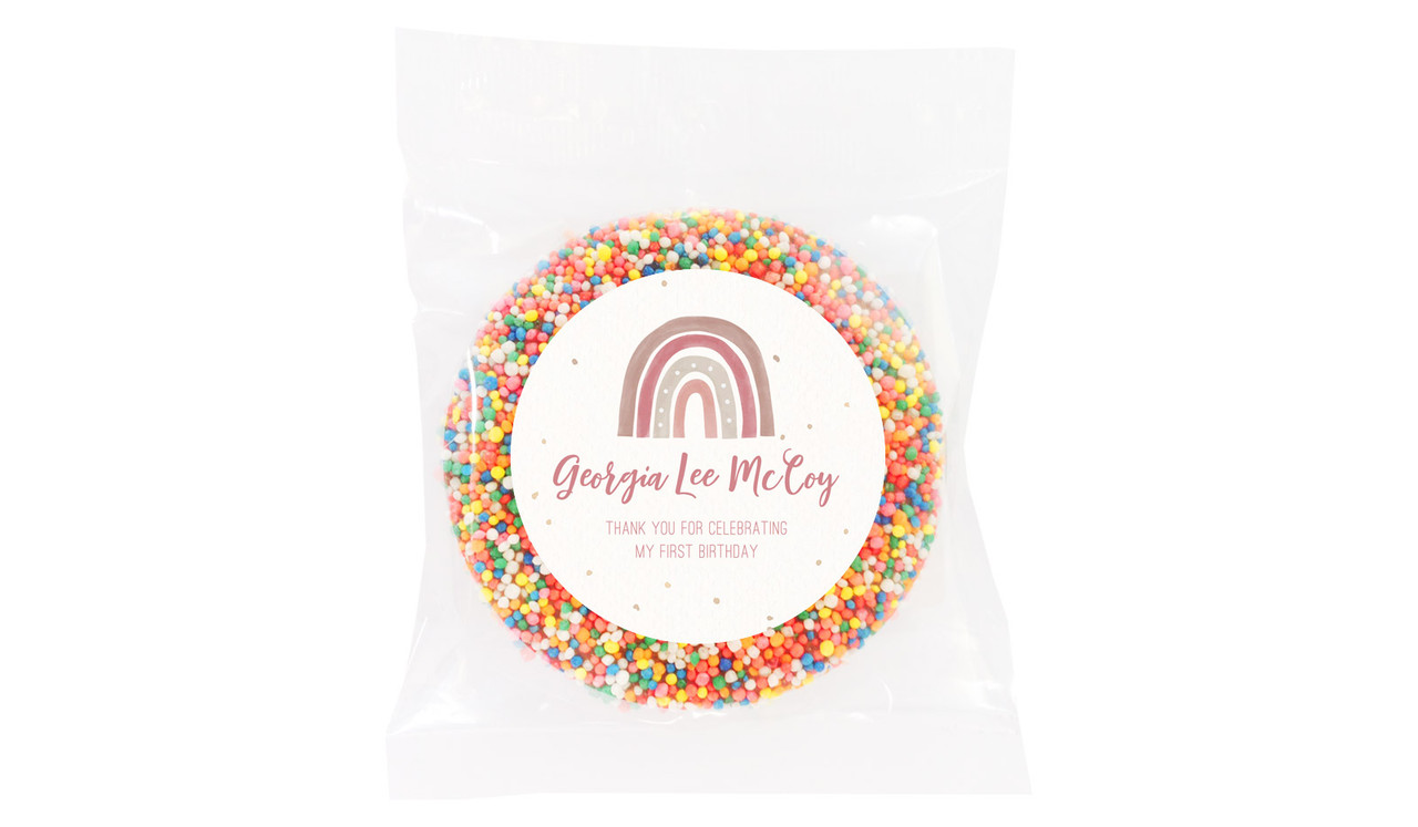 Boho Rainbow Personalised 1st Birthday Giant Chocolate Freckle
