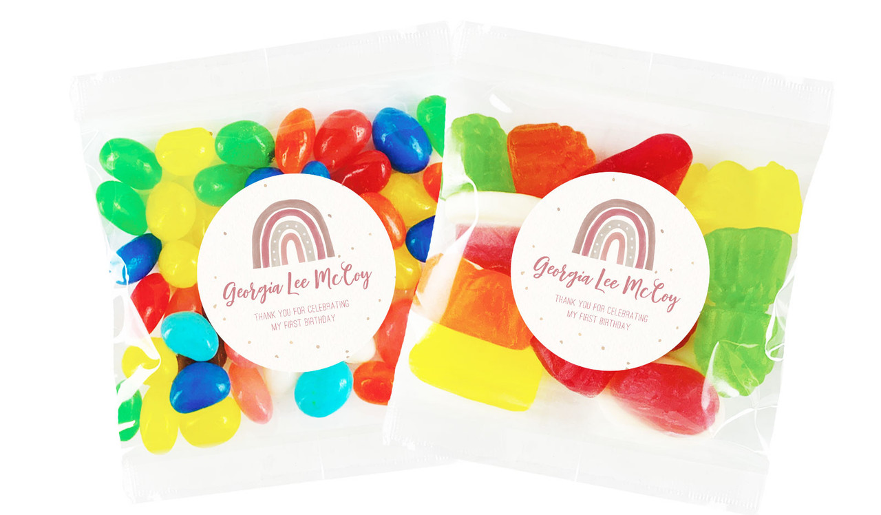 Boho Rainbow 1st Birthday Custom Lolly Bag (Choice Of Fillings)
