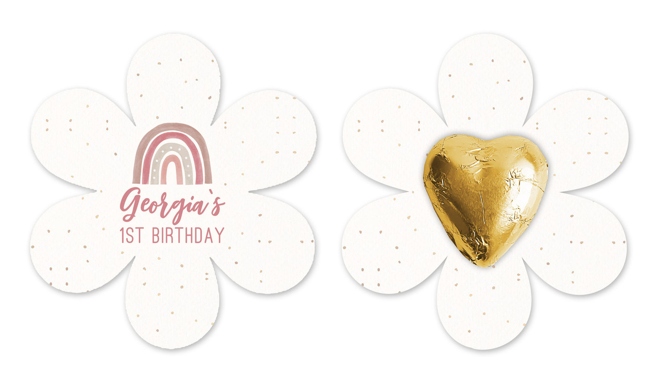 Boho Rainbow 1st Birthday Flower Shaped Card
