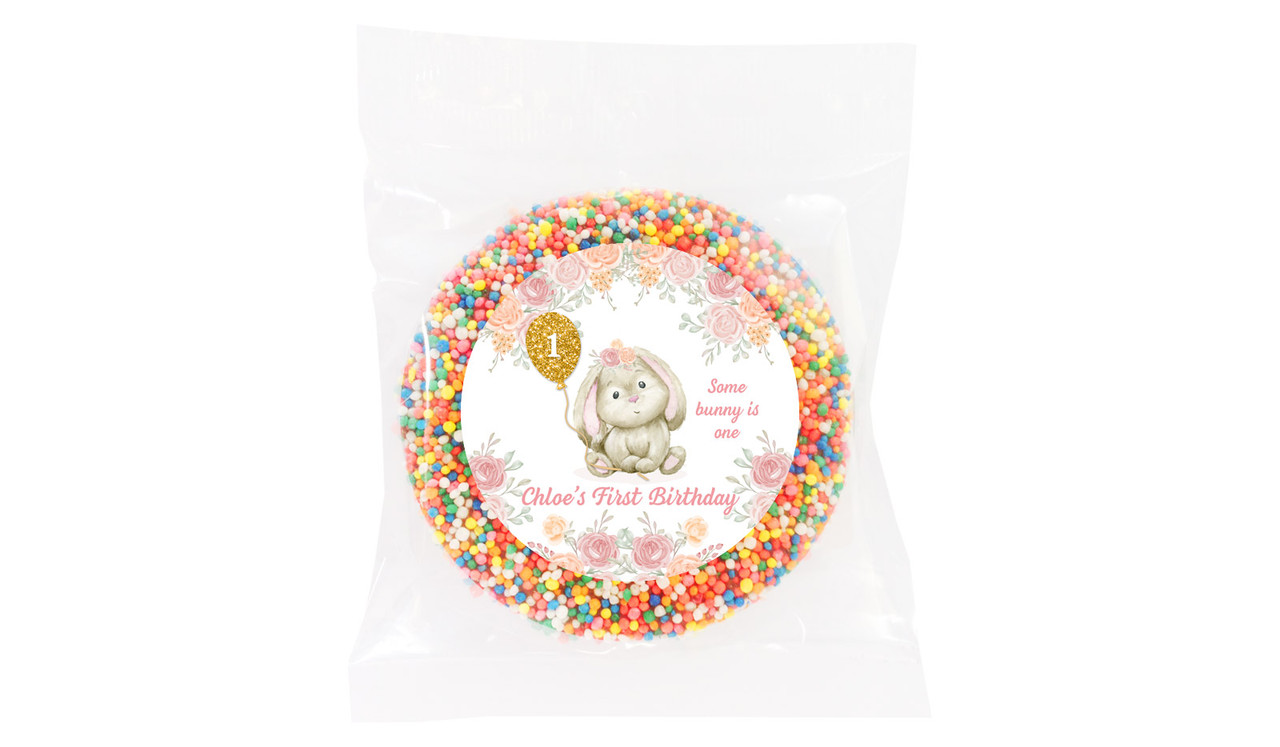 Bunny Balloon Personalised 1st Birthday Giant Chocolate Freckle