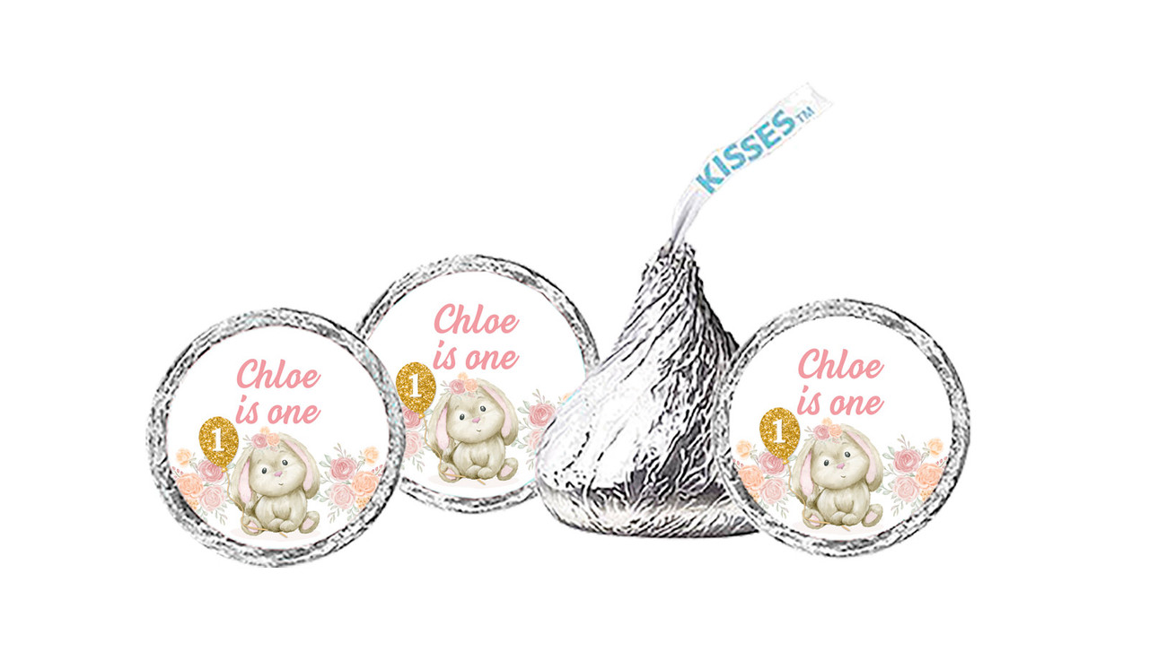 Bunny Balloon Personalised 1st Birthday Hershey's Kisses