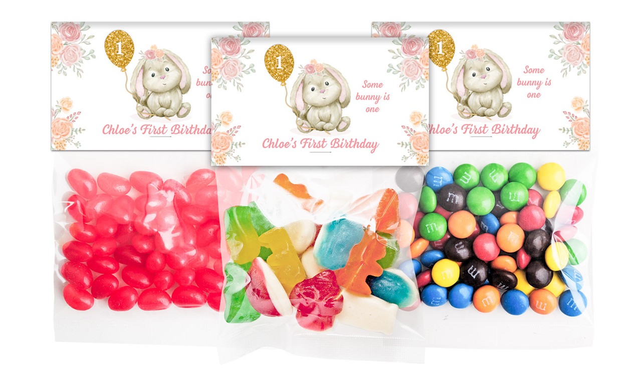Bunny Balloon Lolly Bags With Custom Topper (Choice Of Filling)