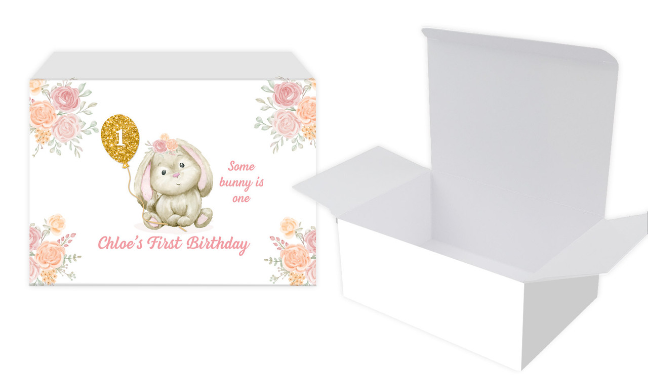 Bunny Balloon 1st Birthday Personalised Tuck Box