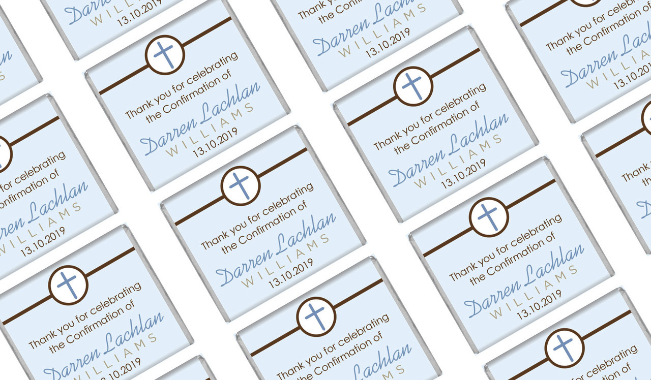Cross Blue Personalised Confirmation Mini Chocolates