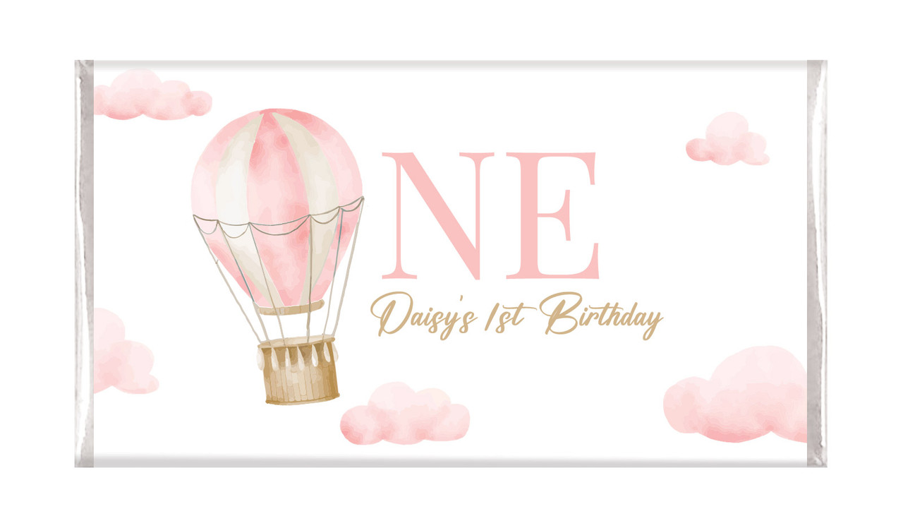 Hot Air Balloon Personalised 1st Birthday Chocolate Bars