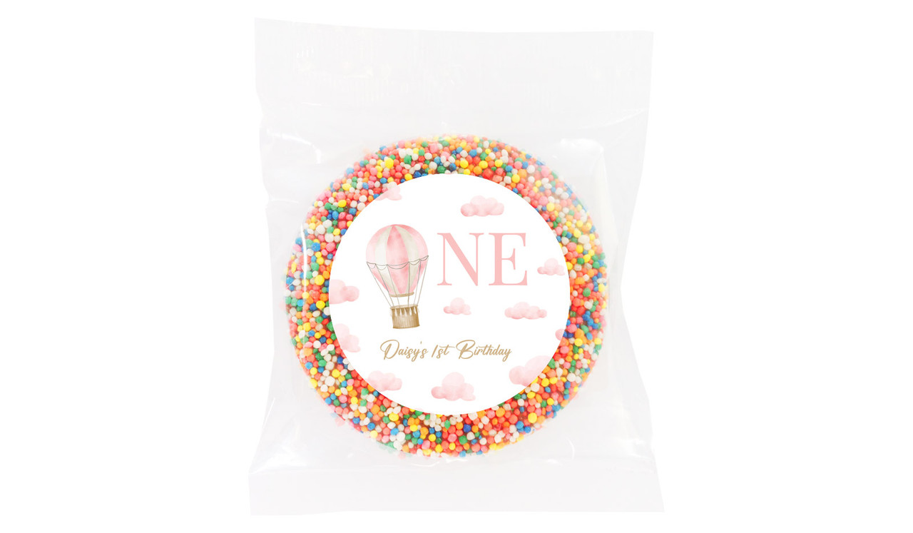Hot Air Balloon Personalised 1st Birthday Giant Chocolate Freckle