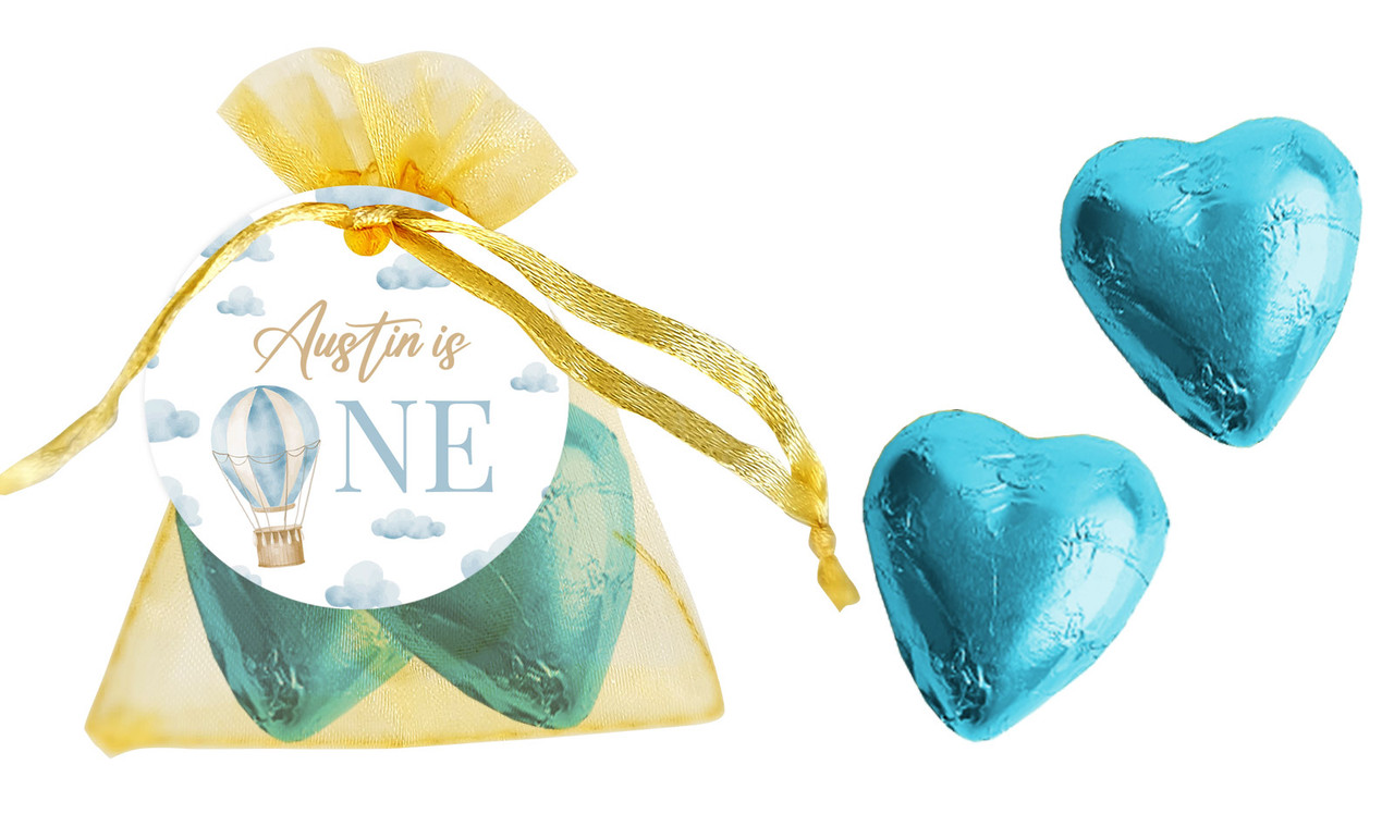 Hot Air Balloon Personalised 1st Birthday Organza Bag