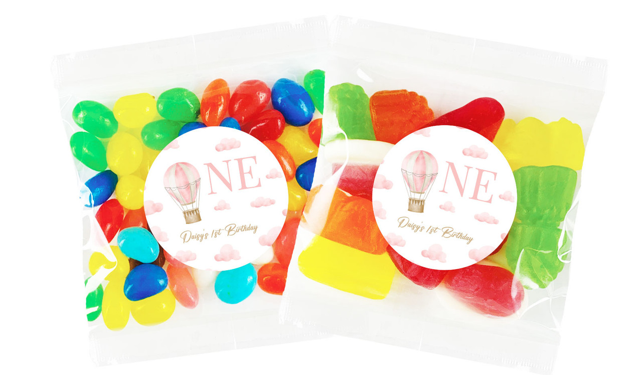 Hot Air Balloon Personalised 1st Birthday Lolly Bag (Choice Of Fillings)