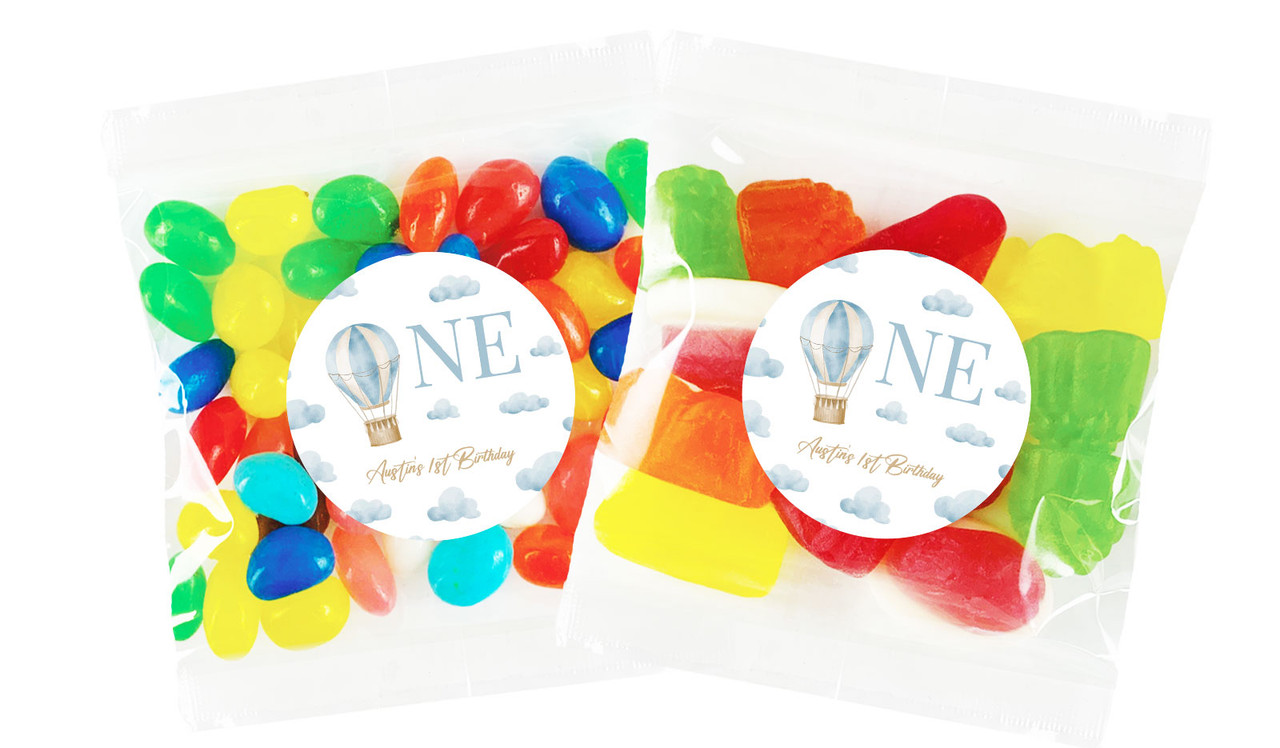 Hot Air Balloon Personalised 1st Birthday Lolly Bag (Choice Of Fillings)