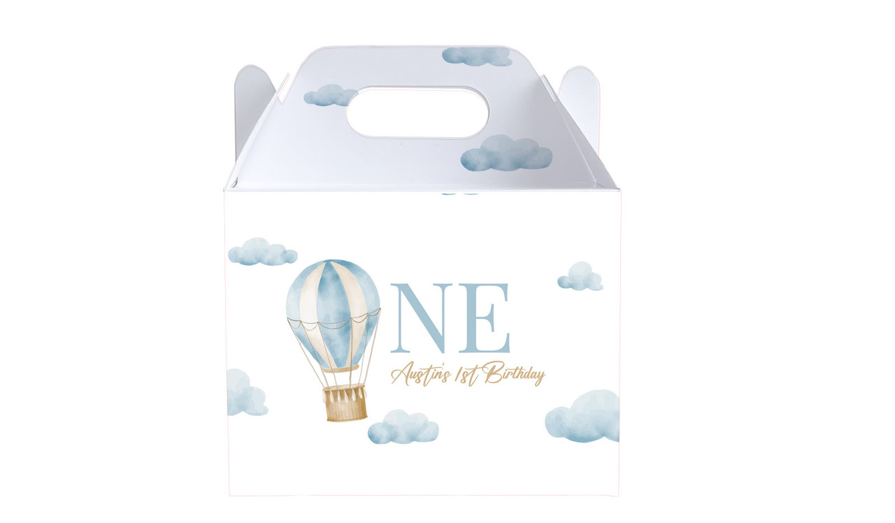 Hot Air Balloon Personalised 1st Birthday Party Gable Favour Box