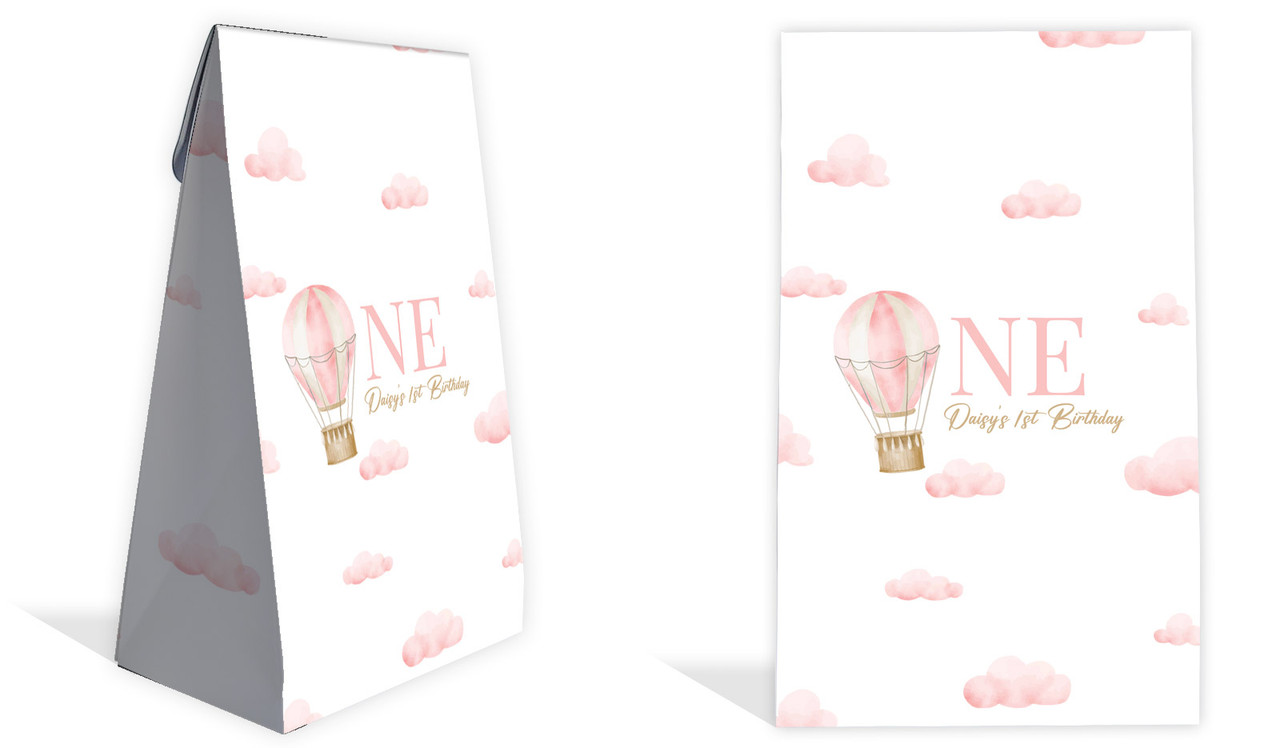 Hot Air Balloon Personalised 1st Birthday Party Gusset Favour Bag