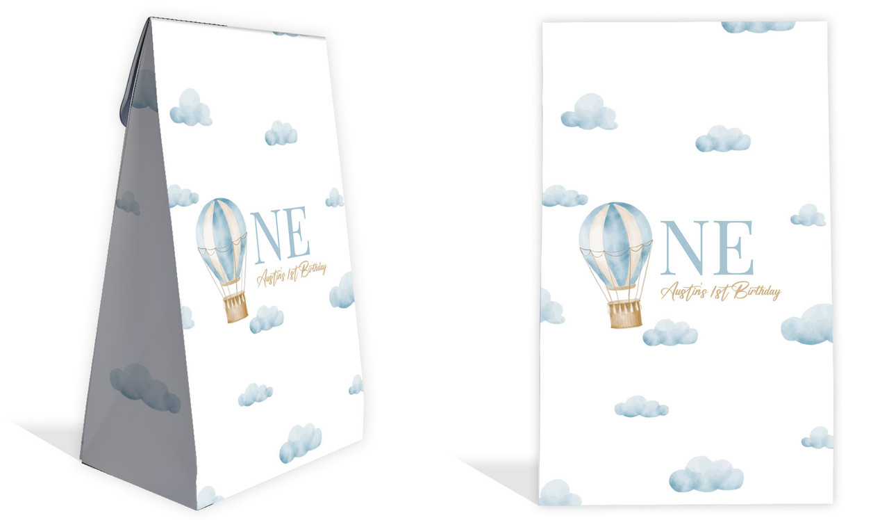 Hot Air Balloon Personalised 1st Birthday Party Gusset Favour Bag