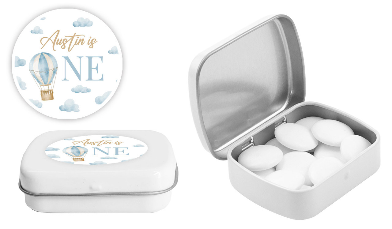 Hot Air Balloon Personalised 1st Birthday Mint Tin