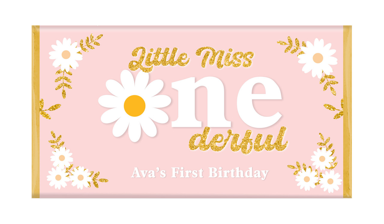 Little Miss Onederful Personalised 1st Birthday Chocolate Bars