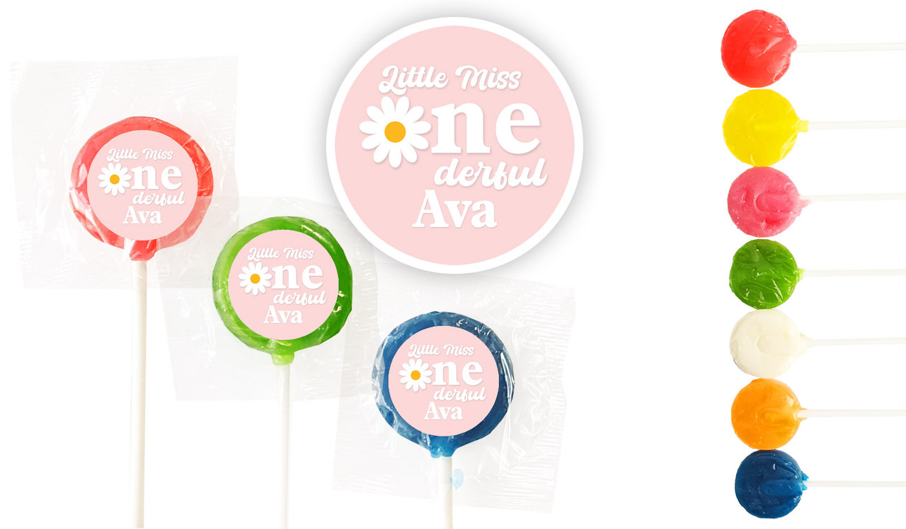 Little Miss Onederful Personalised 1st Birthday 3cm Mini Lollipops