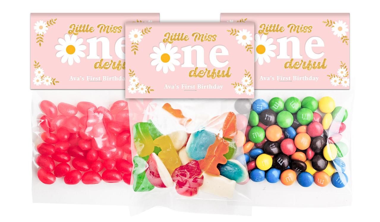 Little Miss Onederful Personalised Lolly Bags With Topper (Choice Of Filling)
