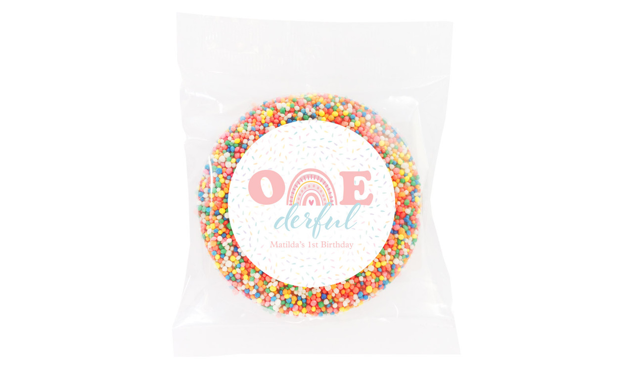 Oneder Rainbow Personalised 1st Birthday Giant Chocolate Freckle