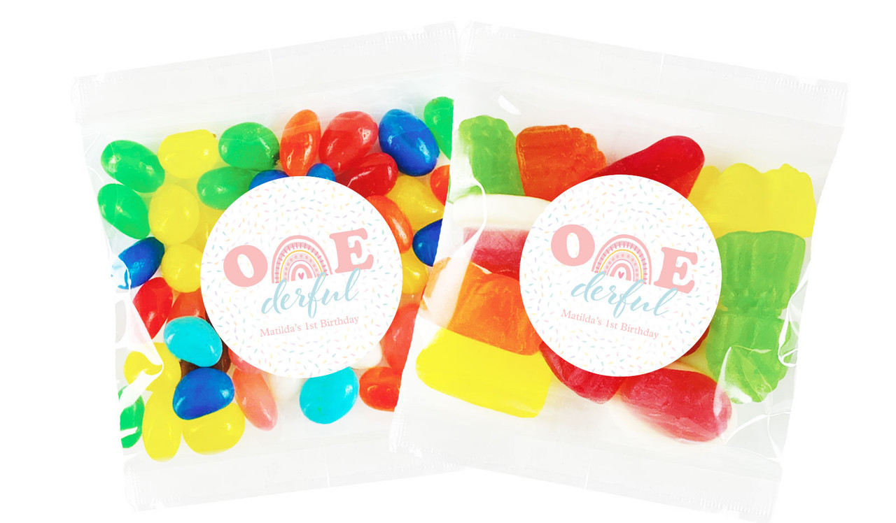 Oneder Rainbow Personalised 1st Birthday Lolly Bag (Choice Of Fillings)