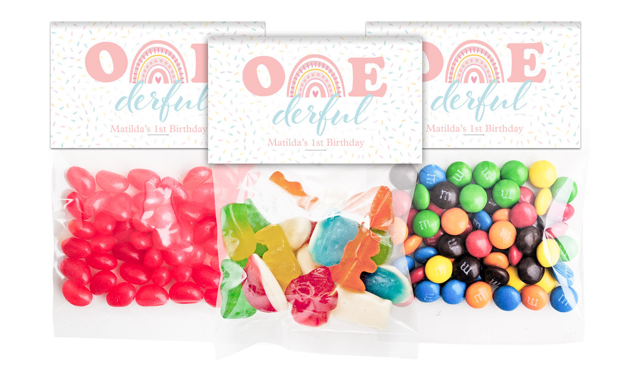 Oneder Rainbow Personalised Lolly Bags With Topper (Choice Of Filling)