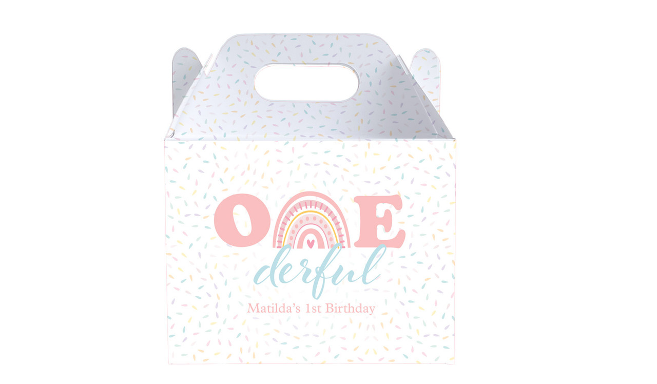 Oneder Rainbow Personalised 1st Birthday Party Gable Favour Box