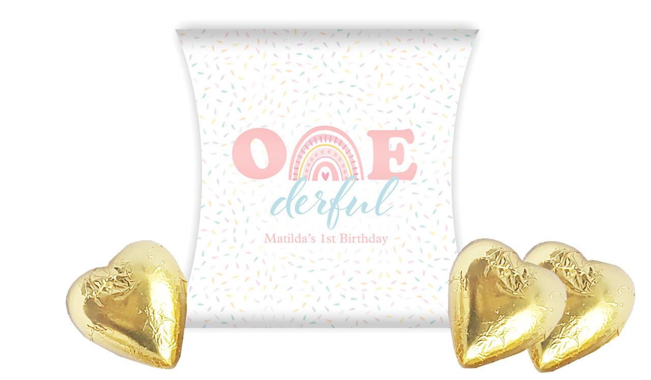 Oneder Rainbow Personalised 1st Birthday Party Pillow Boxes