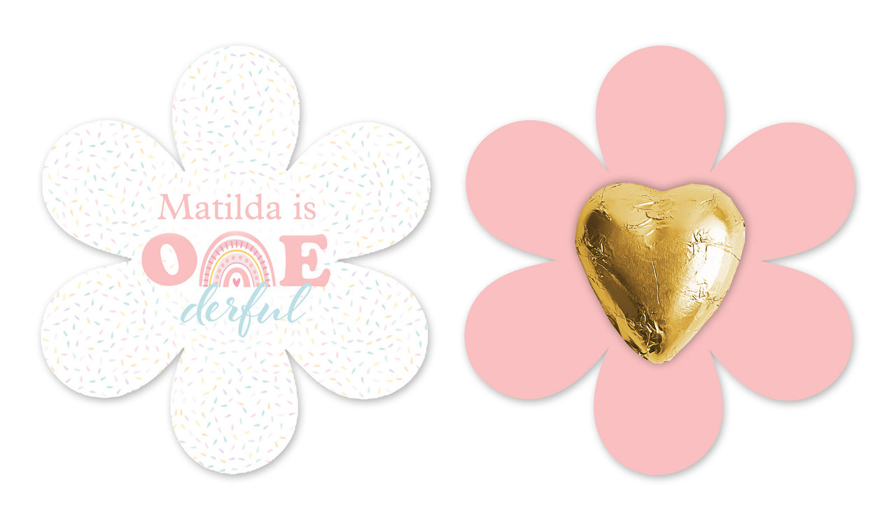 Oneder Rainbow Personalised 1st Birthday Flower Shaped Card