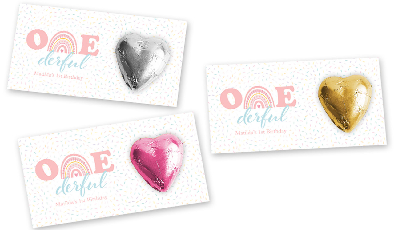 Oneder Rainbow Personalised 1st Birthday Heart Card