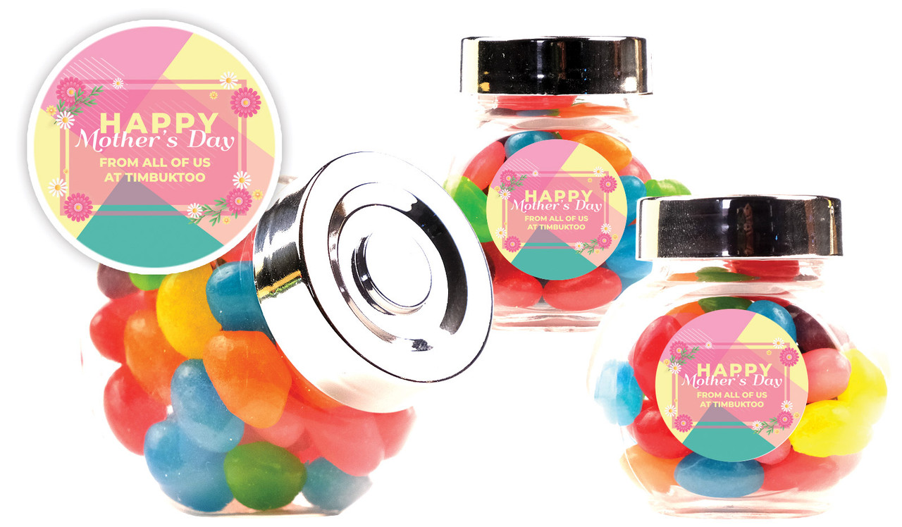 Bold Colours Mothers Day Personalised Mini Candy Jar With Multicoloured Jelly Beans