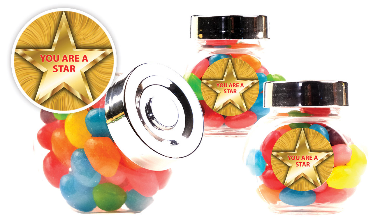 Star Personalised Mini Candy Jar With Multicoloured Jelly Beans