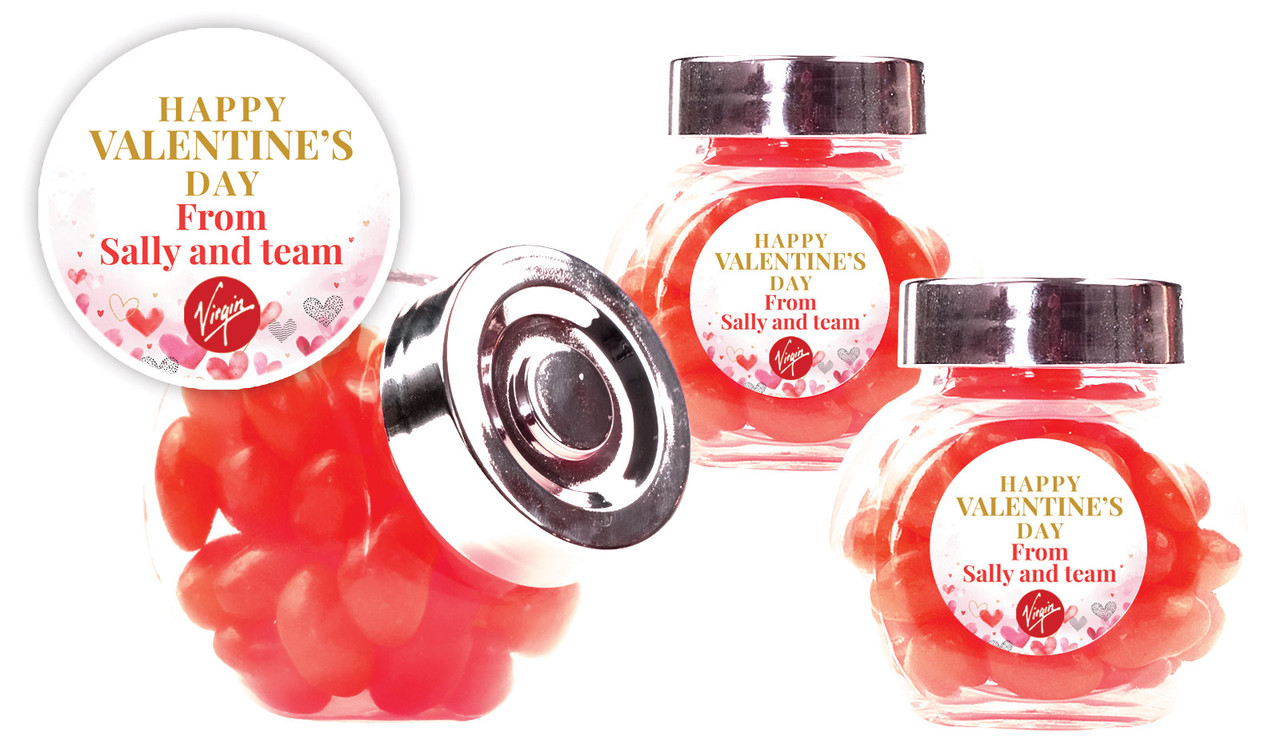 Watercolour Hearts Valentines Day Personalised Mini Candy Jar