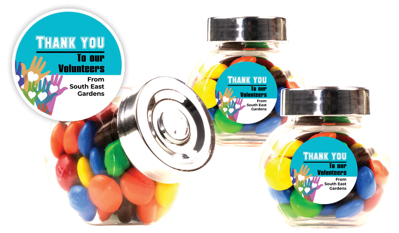 Hands Up Volunteers Week Mini Candy Jar With Multicoloured Jelly Beans