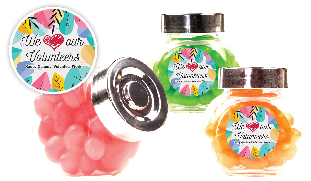 We Love Volunteers Week Mini Candy Jar With Multicoloured Jelly Beans